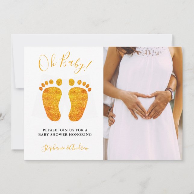 Invitación Oh Baby Feet Photo Couple's Baby Shower (Anverso)