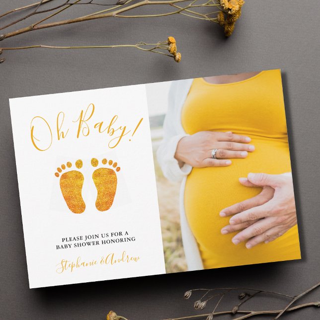 Invitación Oh Baby Feet Photo Couple's Yellow Baby Shower (Subido por el creador)