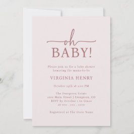 Invitación Oh Baby Fiesta de Bebé Rosa