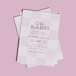 Invitación Oh Baby Fiesta de Bebé Rosa Cuadrada Moderna