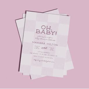 Invitación Oh Baby Fiesta de Bebé Rosa Cuadrada Moderna
