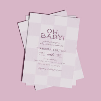 Invitación Oh Baby Fiesta de Bebé Rosa Cuadrada Moderna