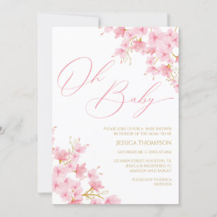 Invitación Oh Baby Floral Baby Shower Cherry Blossom