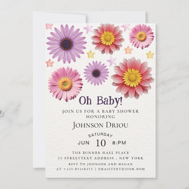 Invitación Oh Baby Floral Baby Shower Invitation (Anverso)