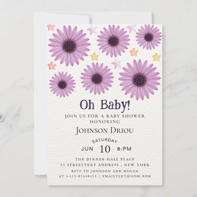 Invitación Oh Baby Floral Baby Shower Invitation (Anverso)
