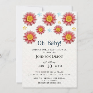 Invitación Oh Baby Floral Baby Shower Invitation
