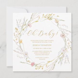 Invitación Oh Baby Floral Baby Shower Spring wildflowers