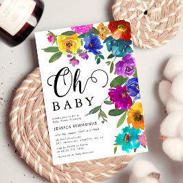 Invitación Oh Baby Flores Brillantes y Audaces Baby Shower