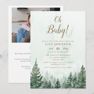Invitación Oh Baby Forest Baby Shower Todo En Uno Foto QR