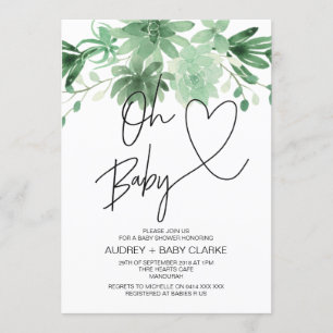 Invitación Oh Baby Gender Neutral Baby Shower Succulent