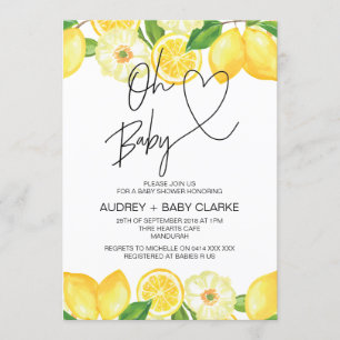 Invitación Oh Baby Gender Neutral Baby Shower Summer Lemon