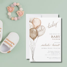 Invitación Oh Baby Gender Neutral Balloon Baby Shower