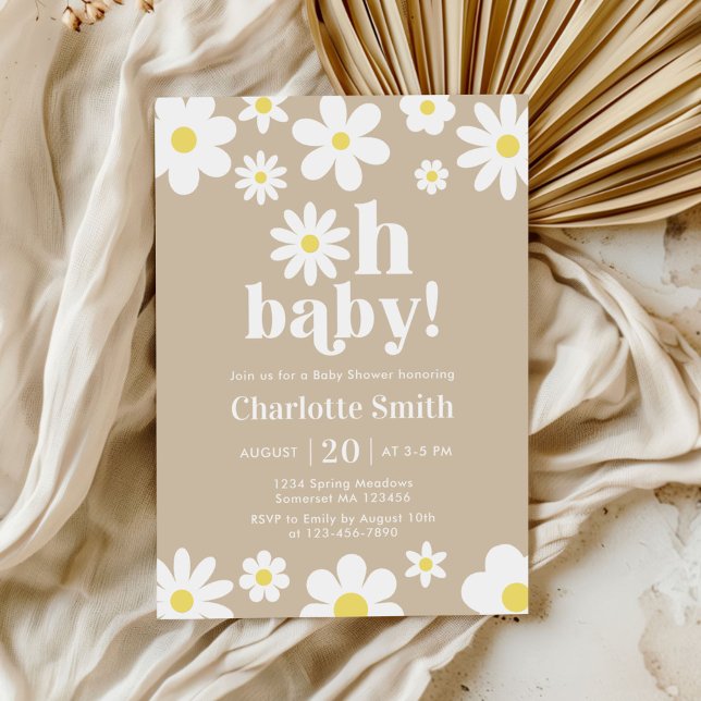 Invitación Oh Baby Gender Neutral Daisy Baby Shower (Subido por el creador)