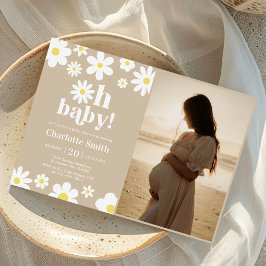 Invitación Oh Baby Gender Neutral Daisy Baby Shower Photo