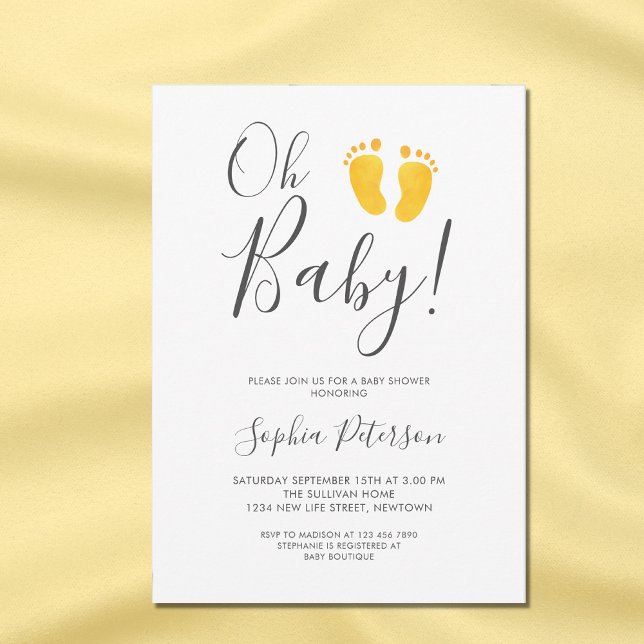 Invitación Oh Baby Gender Neutral Yellow Fez Baby Shower (Subido por el creador)
