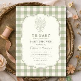 Invitación Oh Baby Gingham Baby Shower