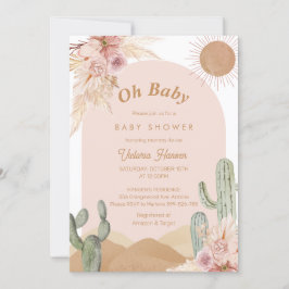 Invitación Oh Baby Girl Desert Baby Shower Southwestern Boho