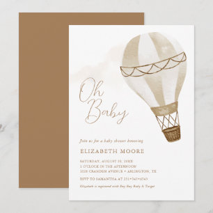 Invitación   Oh Baby Globo Aerostático Neutral