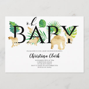 Invitación Oh Baby Gold Faux Jungys Baby Shower