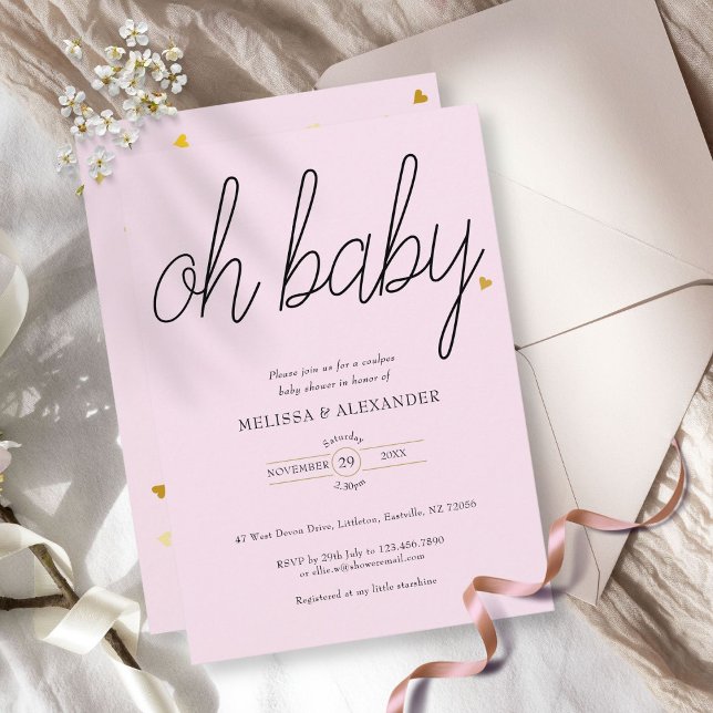 Invitación Oh Baby Gold Love Couples Baby Shower (Subido por el creador)