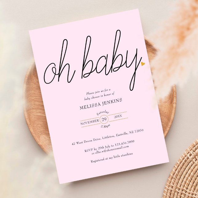 Invitación Oh Baby Gold Love Heart Baby Shower / Sprinkle (Subido por el creador)