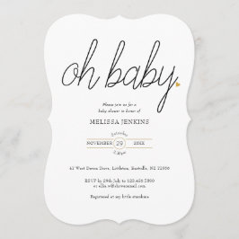 Invitación Oh Baby Gold Love Heart Baby Shower / Sprinkle