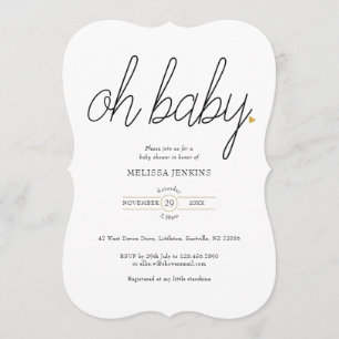 Invitación Oh Baby Gold Love Heart Baby Shower / Sprinkle