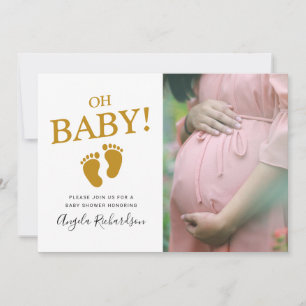 Invitación Oh Baby Gold Personalizado Photo Baby Shower