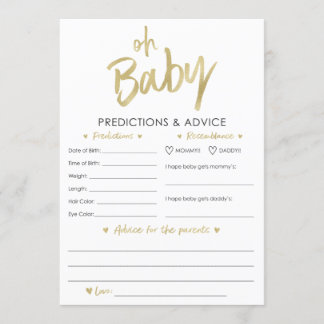 Invitación Oh Baby Gold Predictions and Advances Card