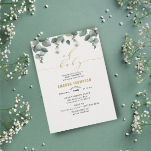 Invitación Oh Baby Golden Eucalyptus Baby Shower