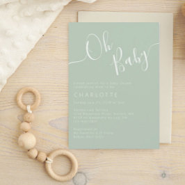 Invitación Oh Baby Green Gender Neutral Baby Shower