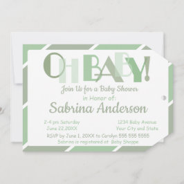 Invitación Oh Baby Green Modern Whimsical Baby Shower