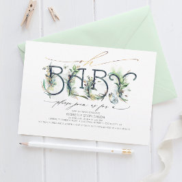 Invitación Oh Baby Greenery Baby Shower Género neutral