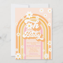 Invitación Oh Baby Groovy Boho Daisy Rainbow Baby Shower