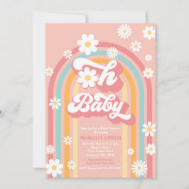 Invitación Oh Baby Groovy Boho Daisy Rainbow Baby Shower