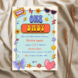 Invitación ¡Oh! Baby Groovy Hippie Baby Shower Fiesta