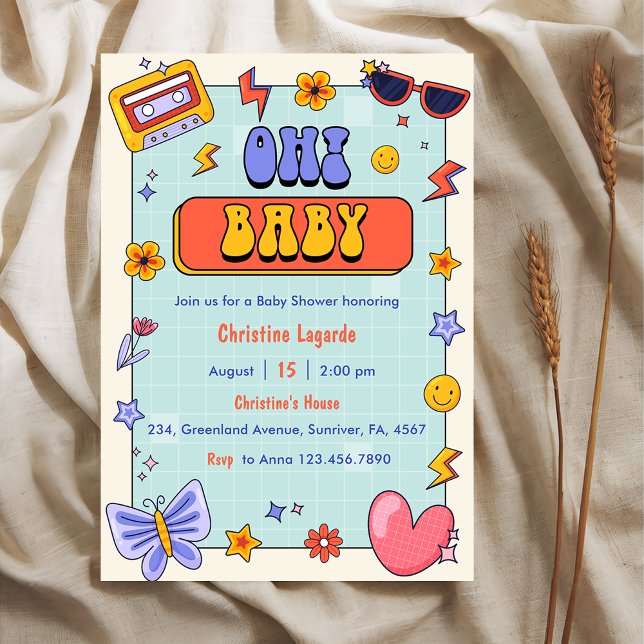 Invitación ¡Oh! Baby Groovy Hippie Baby Shower Fiesta (Subido por el creador)