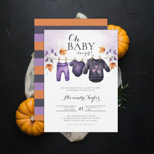 Invitación Oh Baby Halloween Cae Chica de la ropa de octubre