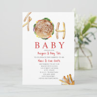 Oh Baby Hamburger and Fries Co Ed Baby Shower Invi