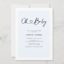 Oh Baby Heart Font Minimal Soft Blue Baby Shower