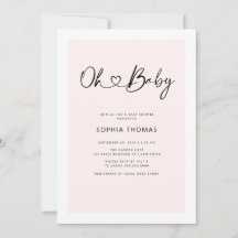 Oh Baby Heart Font Minimal Soft Pink Baby Shower