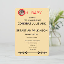 Oh Baby Imagen de gato Baby Shower Crema