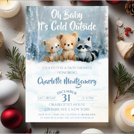 Invitación Oh Baby its cold outside Blue Baby Shower