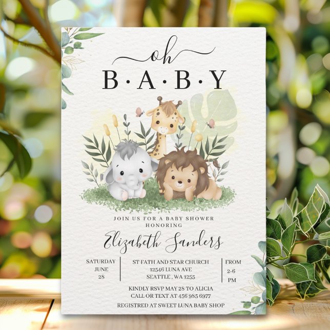 Invitación Oh Baby Jungle Baby Shower Boy (Subido por el creador)