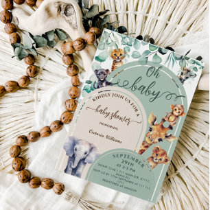 Invitación Oh Baby Jungle Safari Animales Baby Shower 