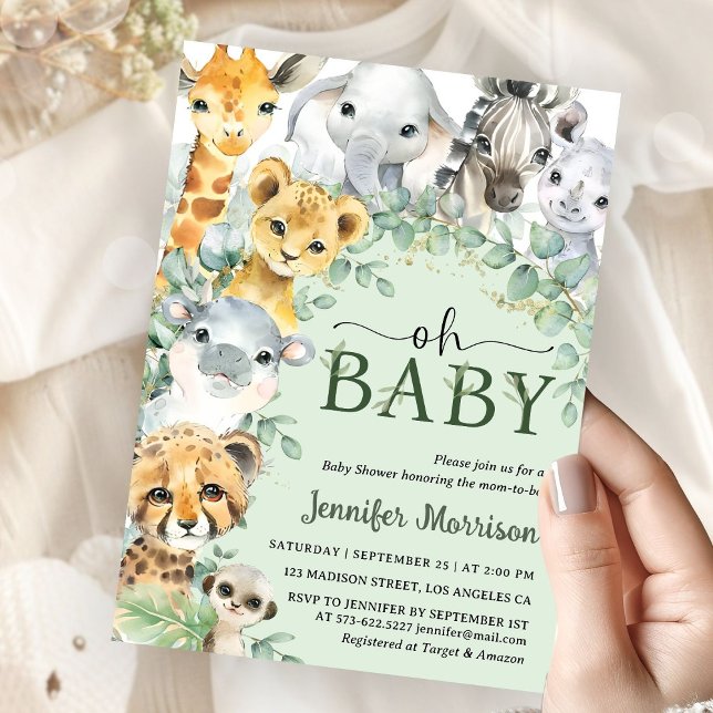 Invitación Oh Baby Jungle Safari Animals Baby Shower (Subido por el creador)