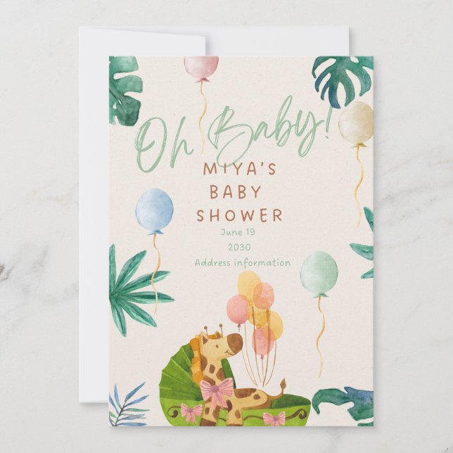 Invitación Oh Baby! Jungle Safari Baby Shower Invitation (Anverso)