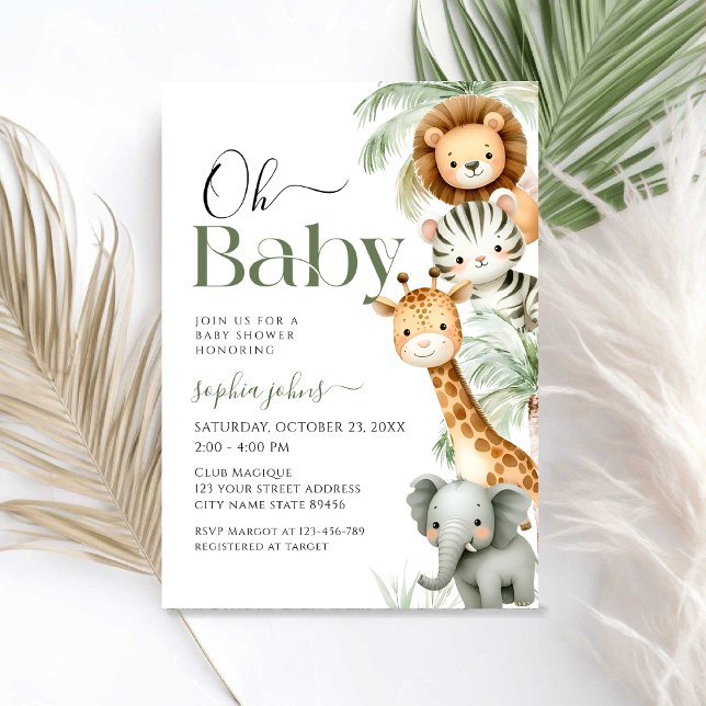 Invitación Oh Baby Jungle Safari Fiesta de Animales Baby Show (Subido por el creador)
