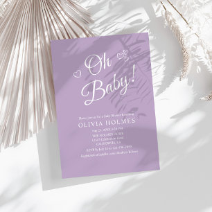 Invitación "Oh Baby" Lavender Baby Shower Minimalista moderno