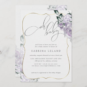 Invitación Oh Baby Lavender Floral Rosa Moda Baby Shower